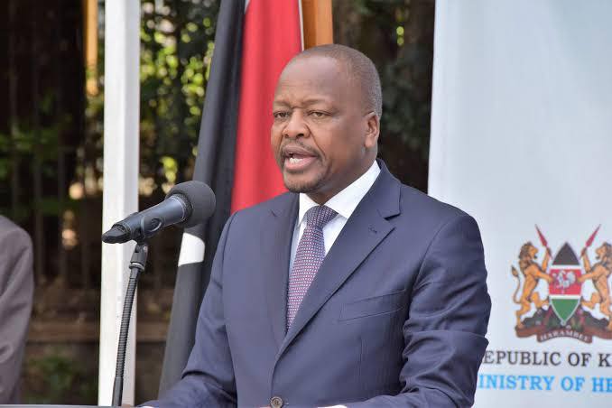 Cabinet Secretary Mutahi Kagwe giving a speech
