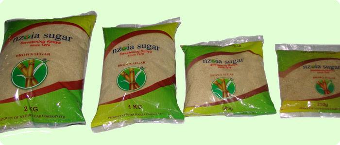 A display of four packets of Nzoia Sugar