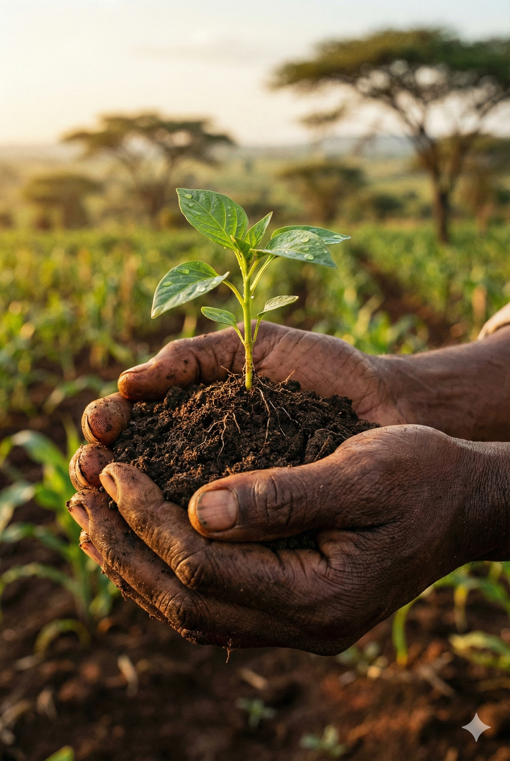 A person holding a young plant